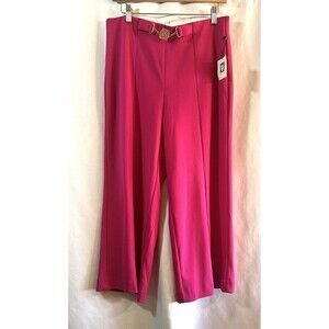 NWT ANNE KLEIN Pants Wide Crop Size Med Stretch Pink Easter Dressy Classy